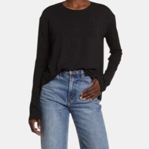 Teenflo crew neck long sleeve top black women's size XL